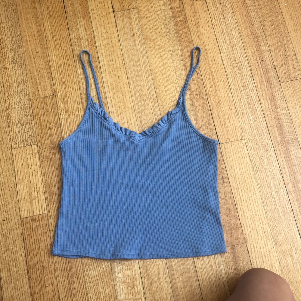 Top Shop Blue Ribbed Tank Top